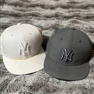 New Era NY Yankees Snapback Caps - White & Charcoal 7